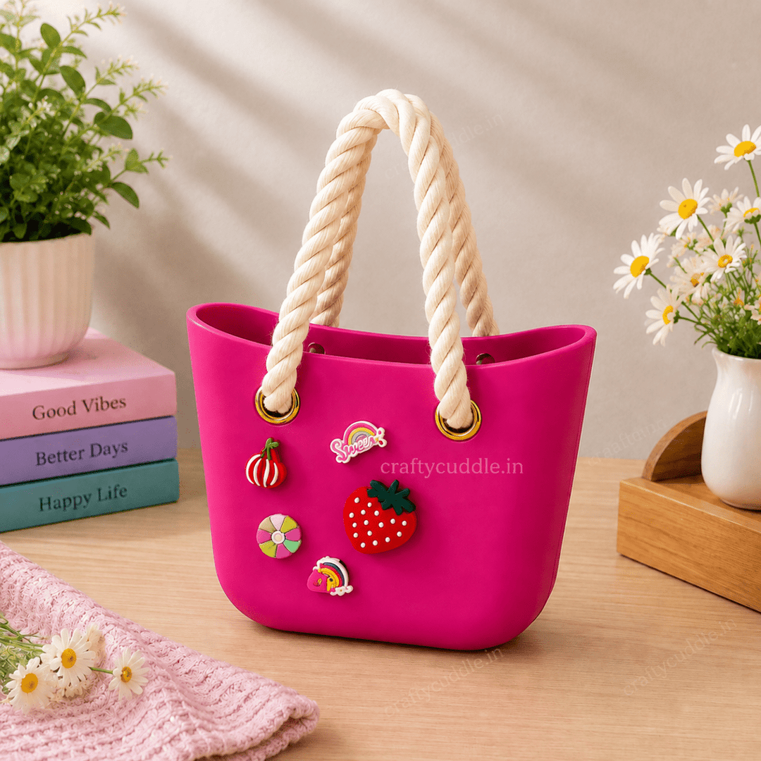 Cute Silicone Tote Bag with Charmscute charm bagCrafty CuddleCute Silicone Tote Bag with CharmsDark PinkCuteToteBag SiliconeBag ToteBag CuteBags TrendyBags WomensBags FashionAccessories EverydayBag MiniTote KawaiiStyle AestheticBags CuteAccessories ShoppingBag StylishBags GiftForHer