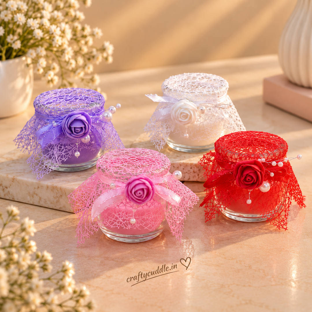 Decorative Lace Flower CandleCandlesCrafty CuddleDecorative Lace Flower Candle1 PcScentedCandles CandleGiftSet DecorativeCandles HomeDecor FragranceCandles GiftSet CandleSet HomeDecorIndia FestiveGifting CraftyCuddle