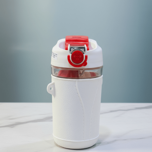 Defender 520mL Insulated BottleInsulated Water BottleCRAFTY CUDDLEWhite water bottle with red lid on a light gray surfaceCream520mlbottledefenderbottle