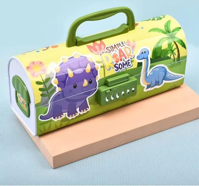 Dinosaur Passcode Pencil BoxDino theme pencil boxCRAFTY CUDDLEPencil Box with dinosaur illustrations on a light blue backgroundBackToSchoolEssentialsCuteDinosaurs