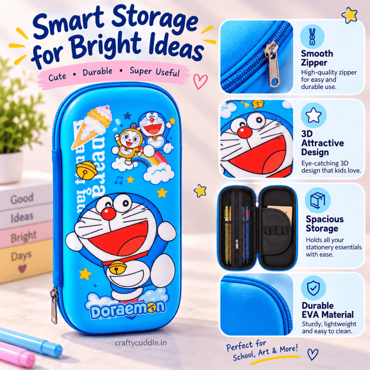 Doraemon EVA Pencil Pouch for KidsPencil PouchCrafty CuddleDoraemon EVA Pencil Pouch for KidsCartoonPencilBox KidsStationery CuteStationery PencilCase SchoolSupplies StationeryLover EVAPencilBox BackToSchool KawaiiStationery PencilPouch