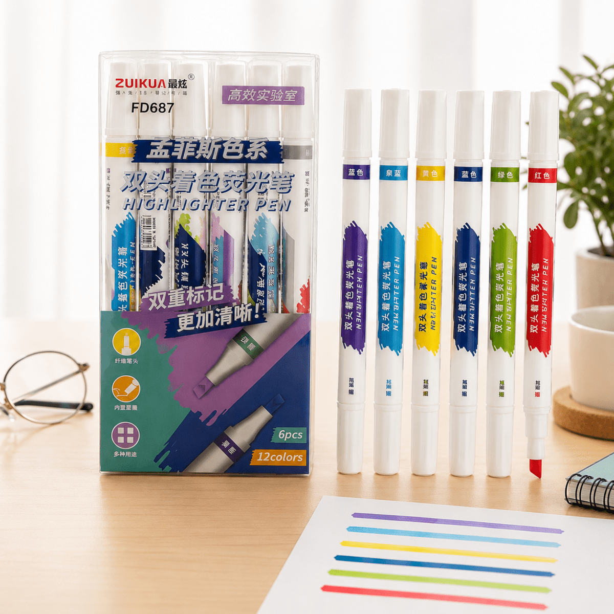 Dual-Tip Highlighter Pens6pcs dual tip markerCrafty CuddleDual-Tip Highlighter Pens12 color markersart supplies