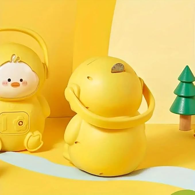 Two piggy banks displayed side by side, one showing the front design and the other showing the back with a money slot for inserting coins.