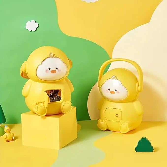 Two piggy banks displayed—front view shows the Locker  design.