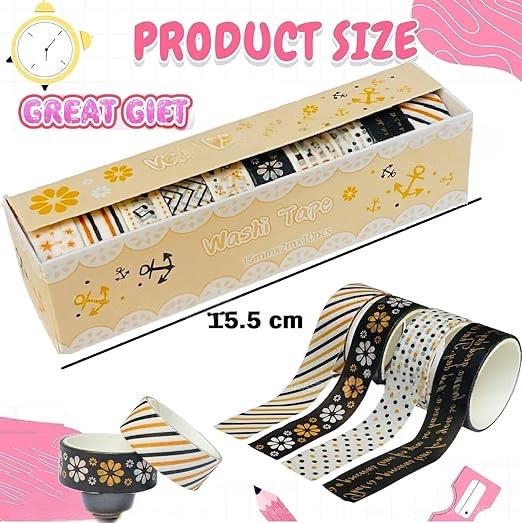 Black and gold washi tape roll set, each roll 15.5 cm in length