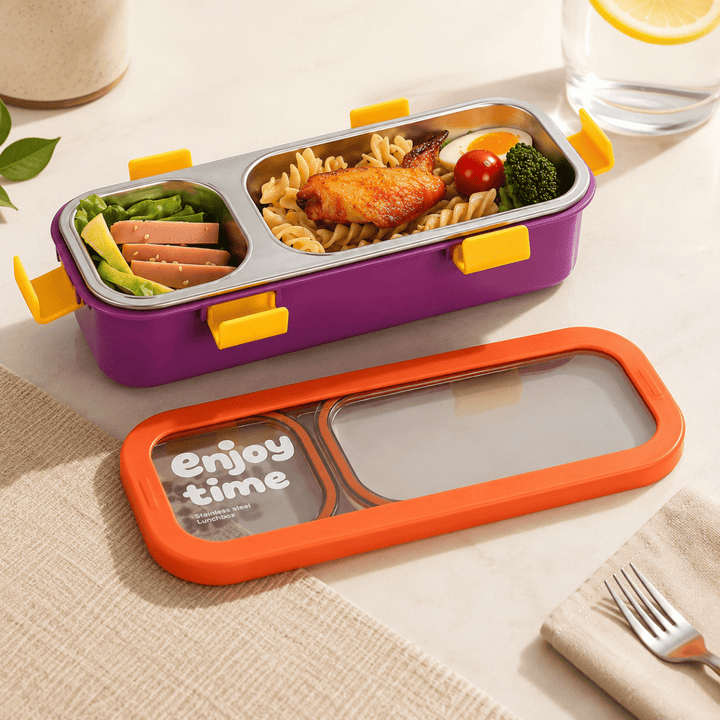 Enjoy Time 2 Compartments Steel Lunch BoxStainless Steel Lunch BoxCrafty CuddleEnjoy Time 2 Compartments Steel Lunch BoxPurpleand Pinterest: LunchBox BentoBox StainlessSteelLunchBox KidsLunchBox SchoolEssentials BackToSchool LunchTime MealPrep KitchenEssentials CraftyCuddleFacebook