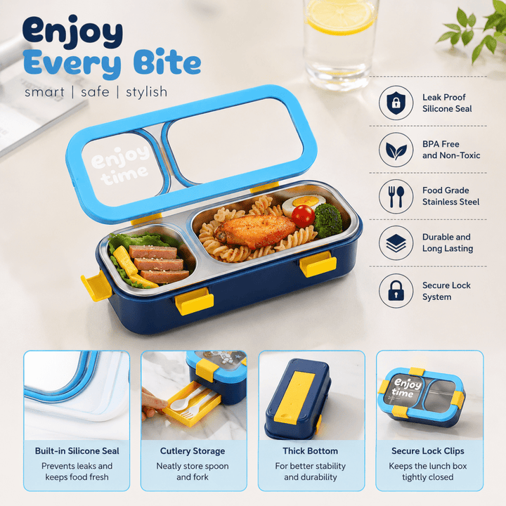 Enjoy Time 2 Compartments Steel Lunch BoxStainless Steel Lunch BoxCrafty CuddleEnjoy Time 2 Compartments Steel Lunch BoxPurpleand Pinterest: LunchBox BentoBox StainlessSteelLunchBox KidsLunchBox SchoolEssentials BackToSchool LunchTime MealPrep KitchenEssentials CraftyCuddleFacebook