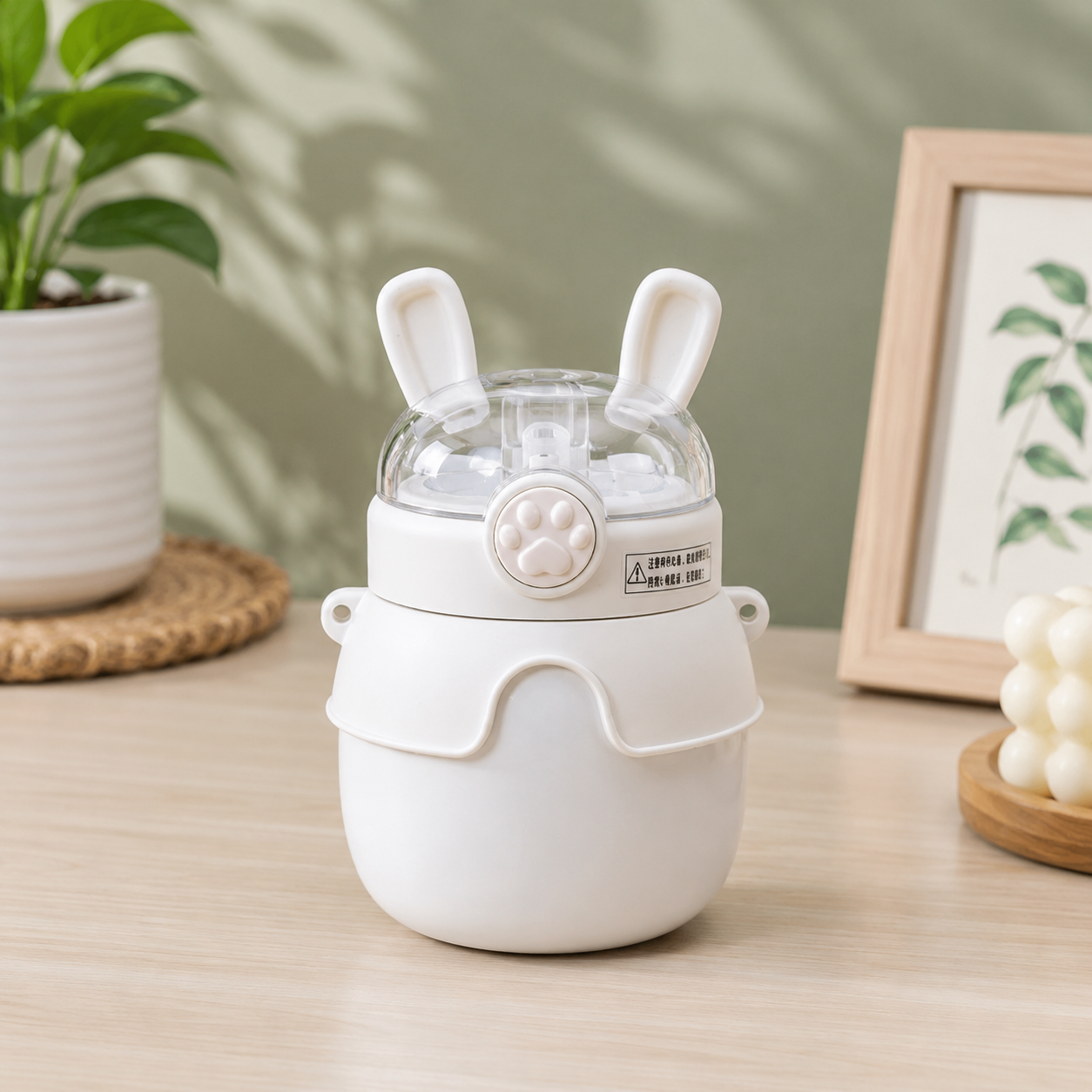 Rabbit Water Bottle with Straw & Secure Lock
