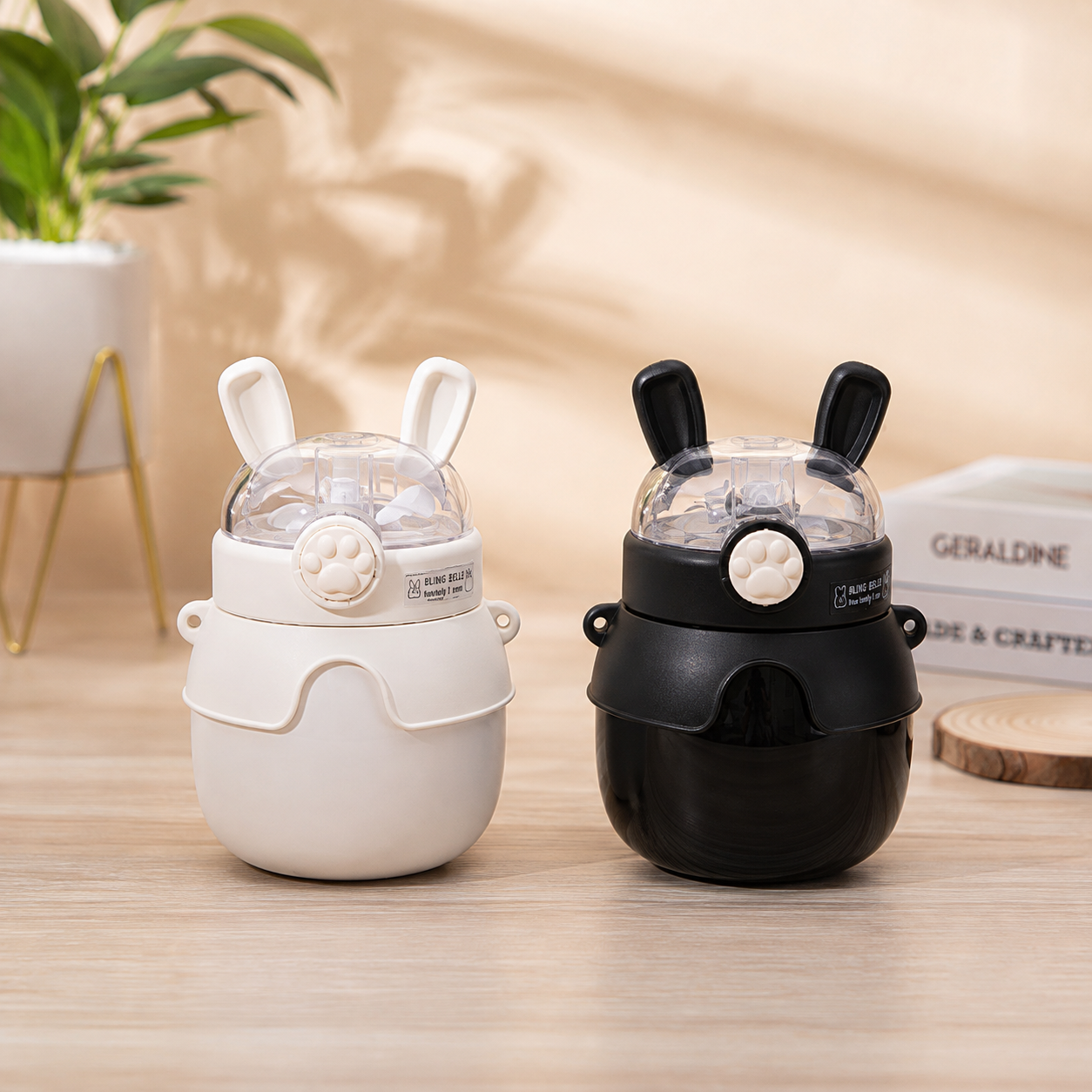 Rabbit Water Bottle with Straw & Secure Lock