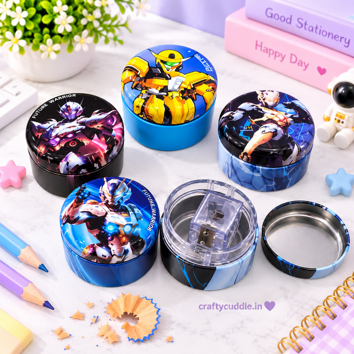 Future Warrior Cartoon Pencil SharpenerStationery > Erasers &amp; SharpenersCrafty CuddleFuture Warrior Cartoon Pencil Sharpener
