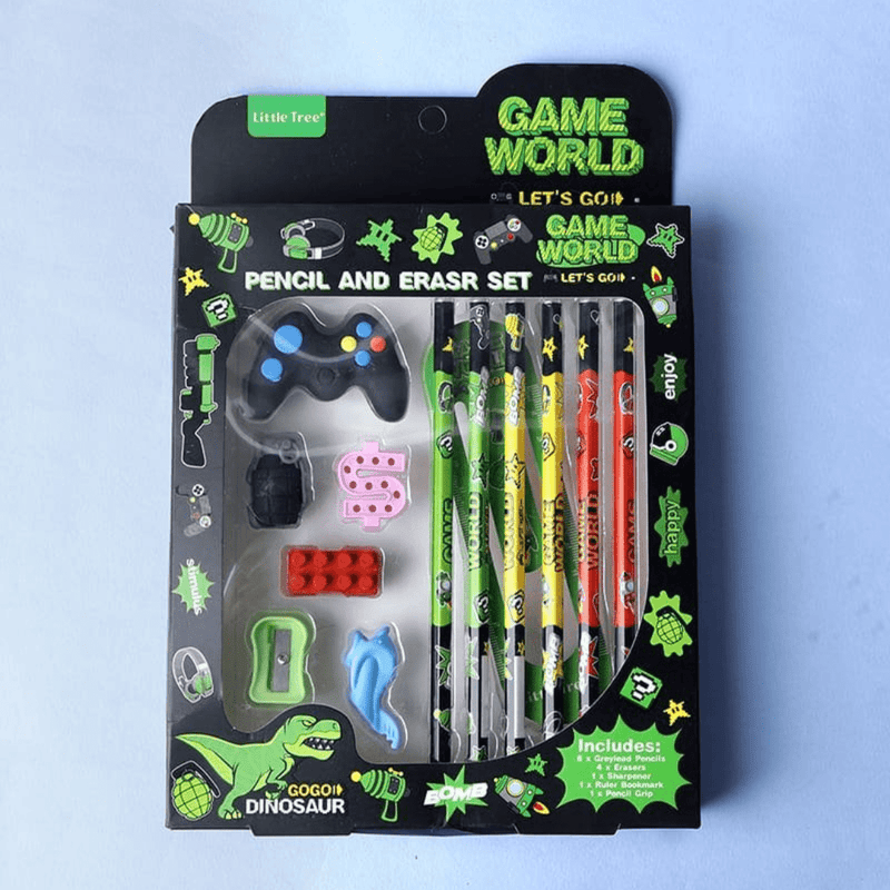Game World Pencil & Eraser Set for Kids