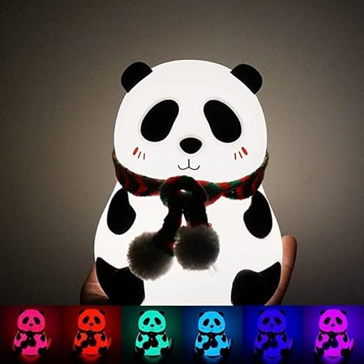 Cute panda night lamp with multiple color modes – pink, red, green, blue, and white LED lights – ideal for kids&