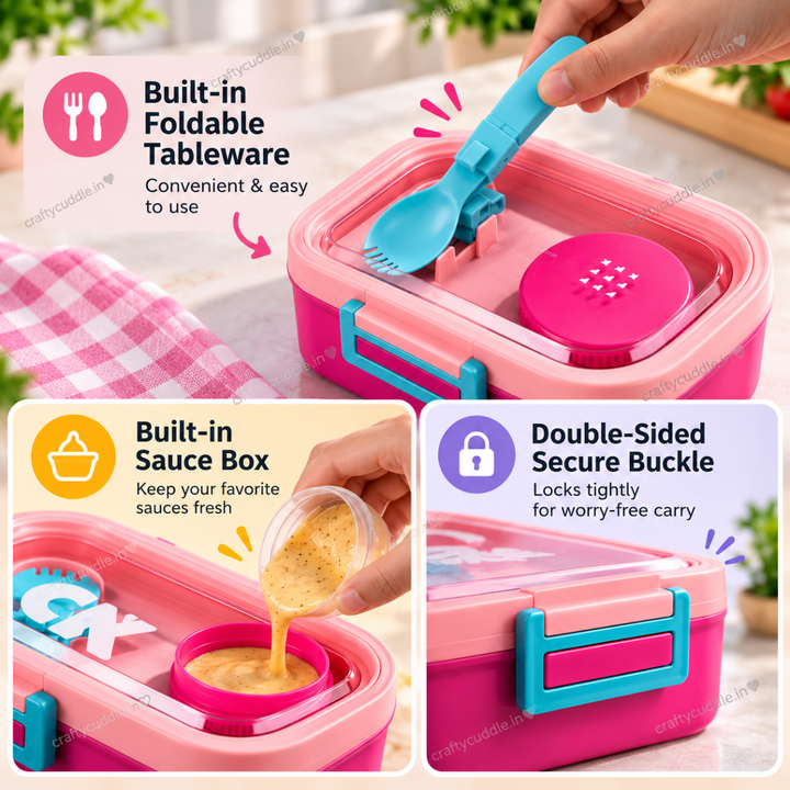 HappyMeal Kids Bento Box with Sauce ContainerStainless Steel Lunch BoxCrafty CuddleHappyMeal Kids Bento Box with Sauce ContainerOrange-Red