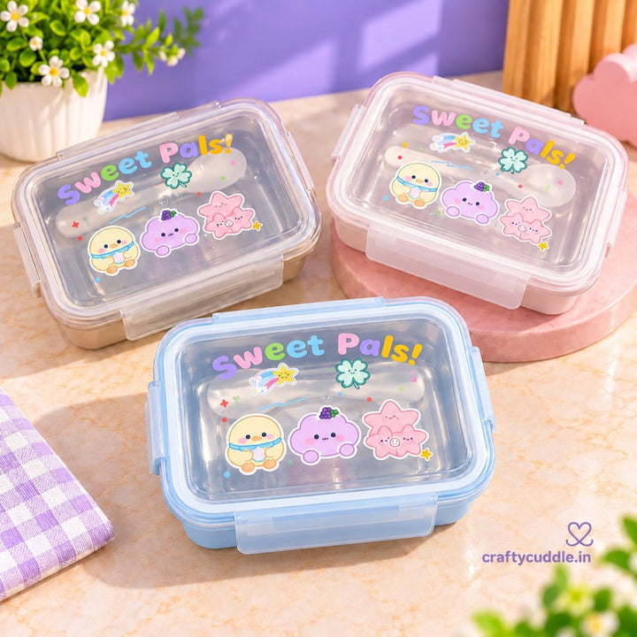 Hello Friends! Cute Pastel Bento Lunch BoxStainless Steel Lunch BoxCrafty CuddleHello Friends! Cute Pastel Bento Lunch BoxPastel Pink