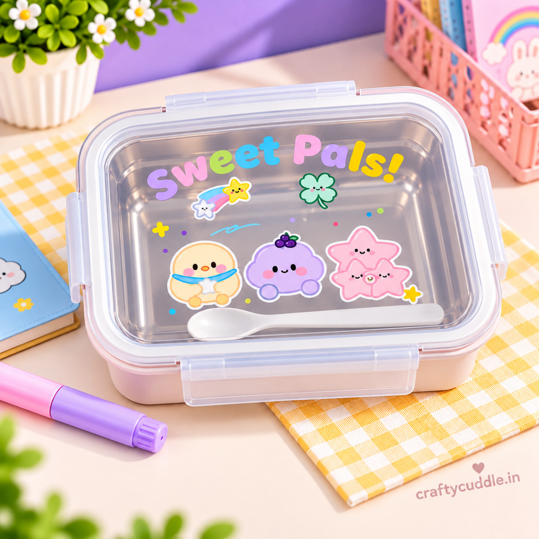 Hello Friends! Cute Pastel Bento Lunch BoxStainless Steel Lunch BoxCrafty CuddleHello Friends! Cute Pastel Bento Lunch BoxPastel Pink