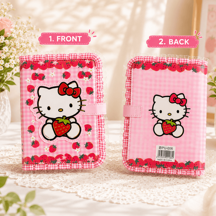 Hello Kitty Magnetic Closure DiaryDiaryCrafty CuddleHello Kitty diary with strawberry design on a checkered backgroundHelloKitty HelloKittyDiary KawaiiStationery CuteDiary NotebookLove JournalAddict StationeryAddict AestheticStationery GiftForGirls SchoolSuppliesStationeryAddict