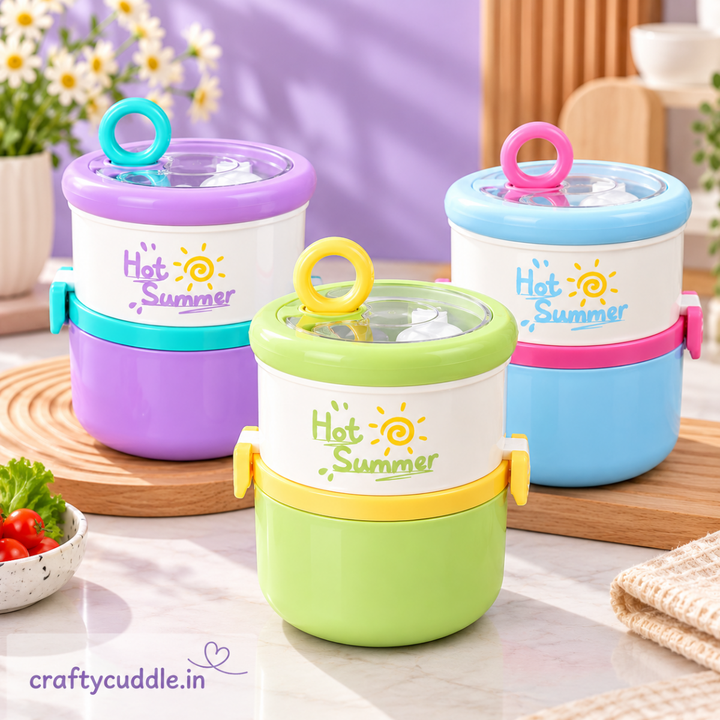 Hot Summer 2-Tier Stainless Steel Lunch BoxStainless Steel Lunch BoxCrafty CuddleHot Summer 2-Tier Stainless Steel Lunch BoxPurple
