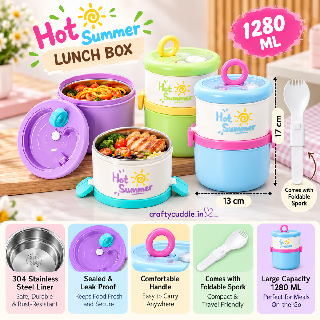 Hot Summer 2-Tier Stainless Steel Lunch BoxStainless Steel Lunch BoxCrafty CuddleHot Summer 2-Tier Stainless Steel Lunch BoxGreen