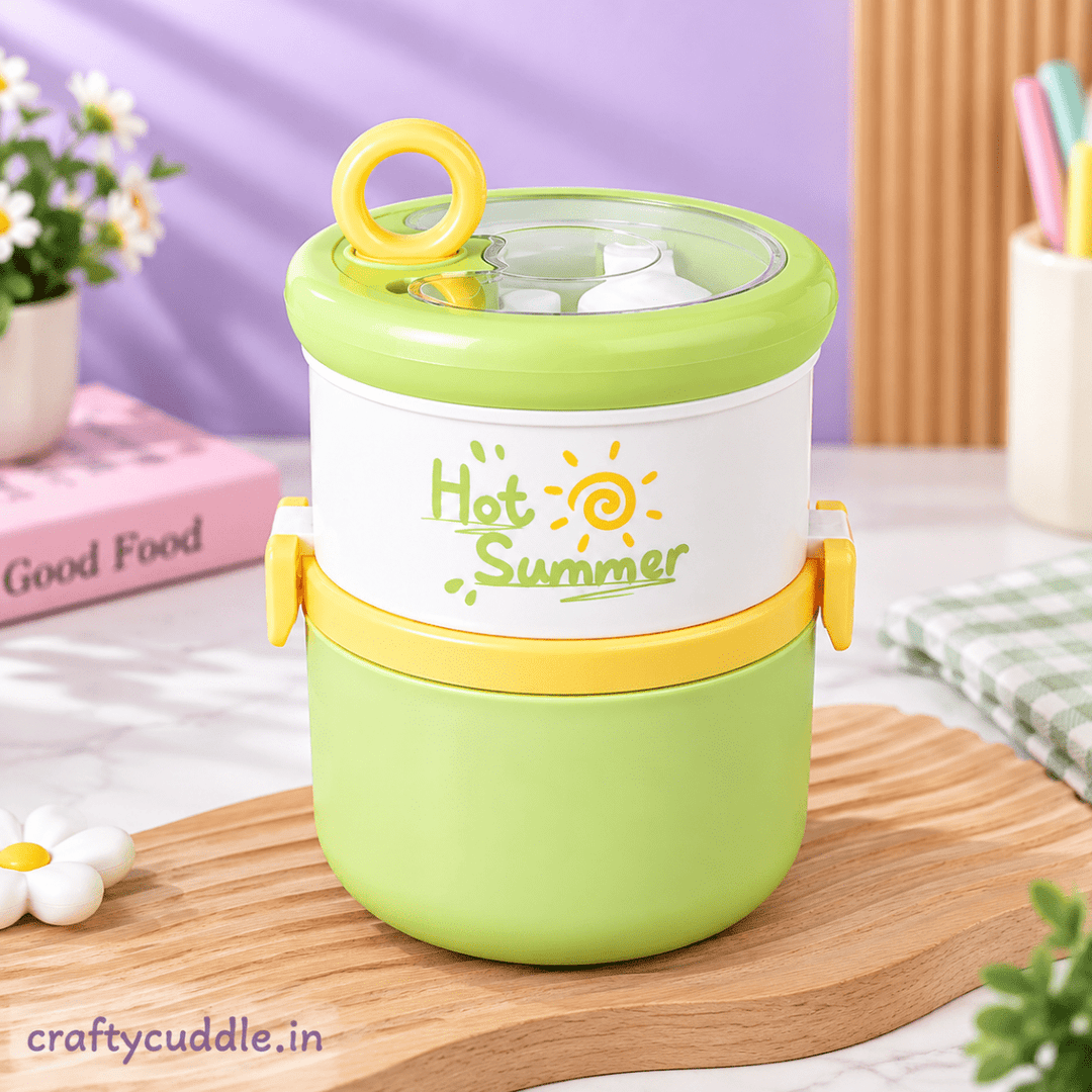 Hot Summer 2-Tier Stainless Steel Lunch BoxStainless Steel Lunch BoxCrafty CuddleHot Summer 2-Tier Stainless Steel Lunch BoxGreen