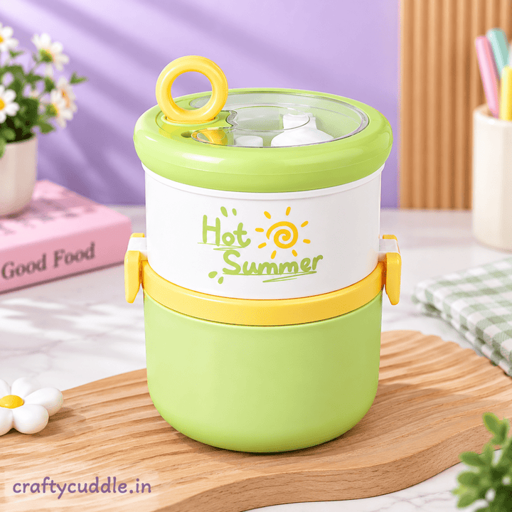 Hot Summer 2-Tier Stainless Steel Lunch BoxStainless Steel Lunch BoxCrafty CuddleHot Summer 2-Tier Stainless Steel Lunch BoxGreen