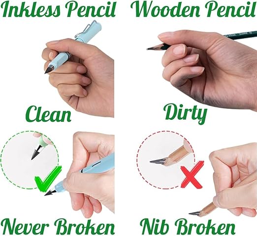 "✏️✨ Infinity Inkless Pencils with Eraser - Endless Writing Fun!"