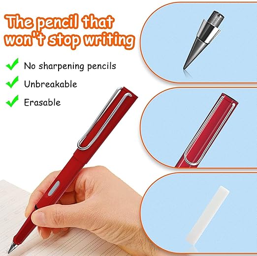 "✏️✨ Infinity Inkless Pencils with Eraser - Endless Writing Fun!"