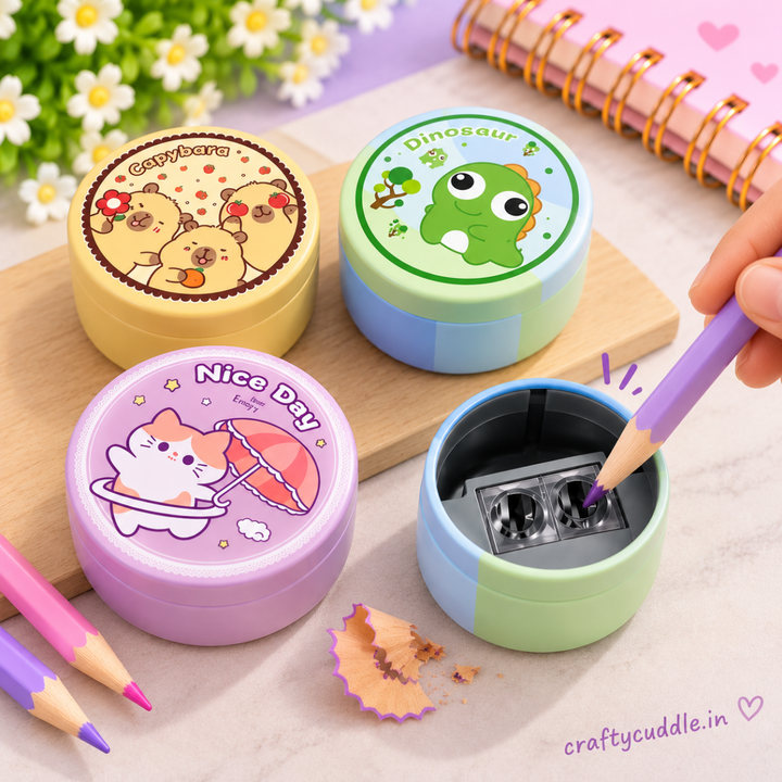 Kawaii Animal Dual Hole SharpenerStationery > Erasers &amp; SharpenersCrafty CuddleKawaii Animal Dual Hole SharpenerRound Sharpener (6830-B)