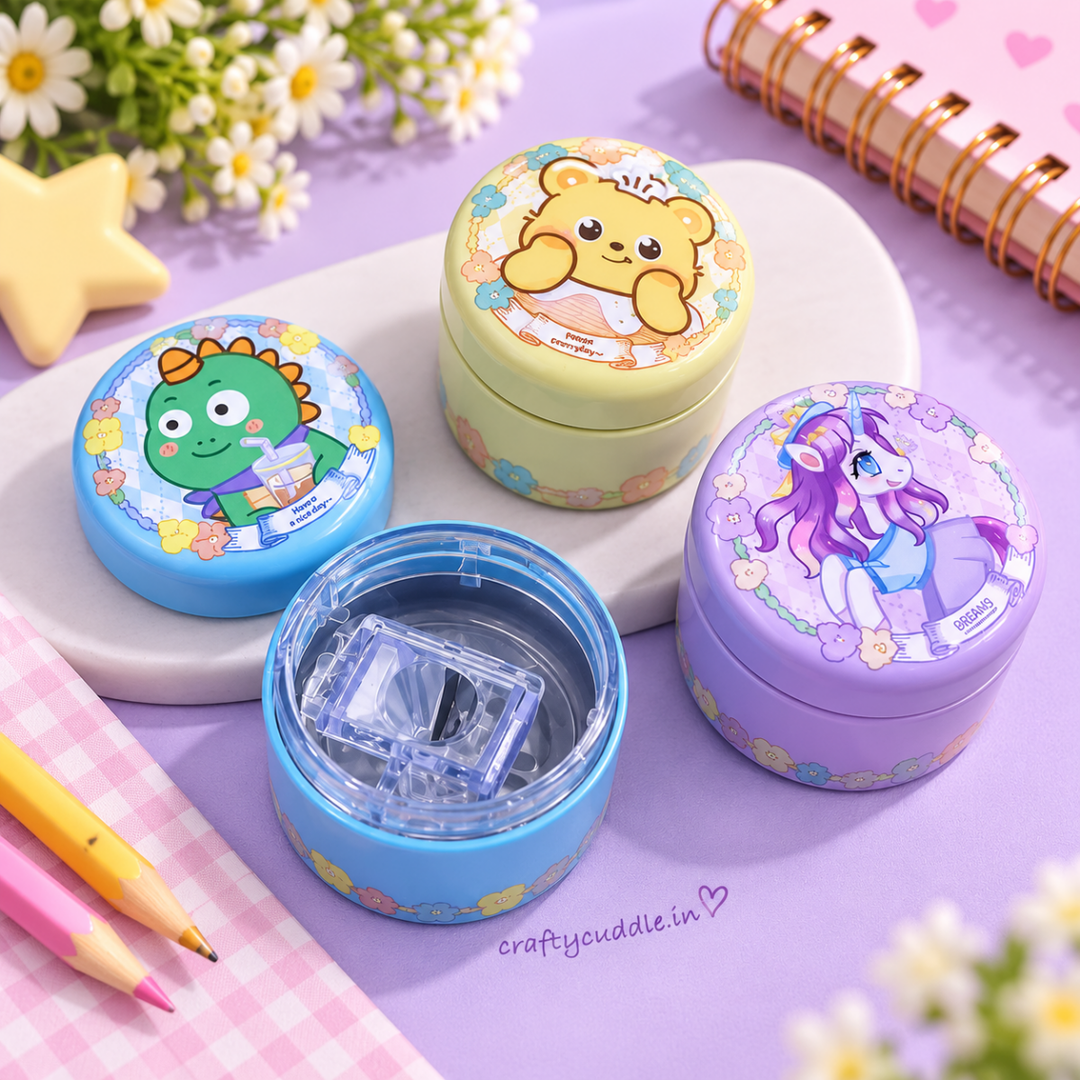Kawaii Cartoon Pencil SharpenerStationery > Erasers &amp; SharpenersCrafty CuddleKawaii Cartoon Pencil SharpenerRound Sharpener (6828-A)
