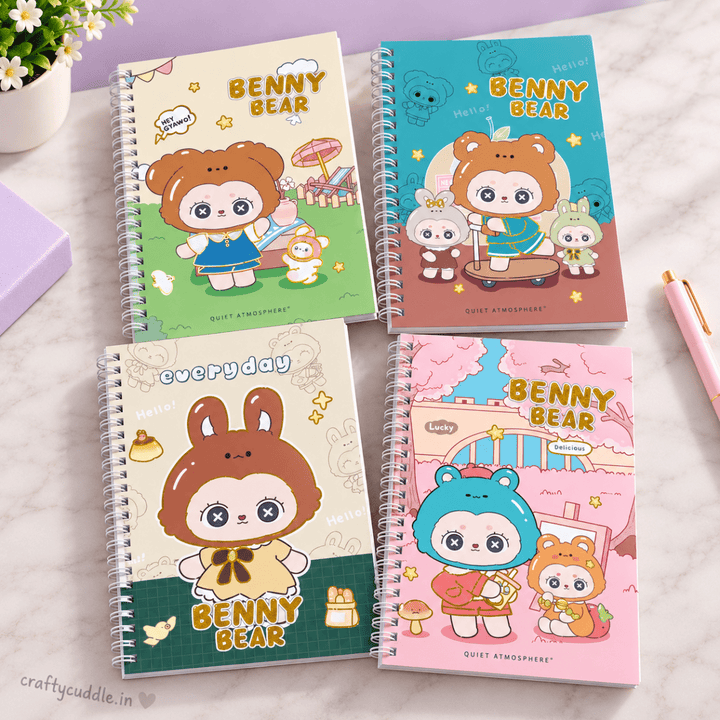 Kawaii Cartoon Spiral Notebook (1Pc)DiaryCrafty CuddleKawaii Cartoon Spiral Notebook (1Pc)Benny Bear Friends