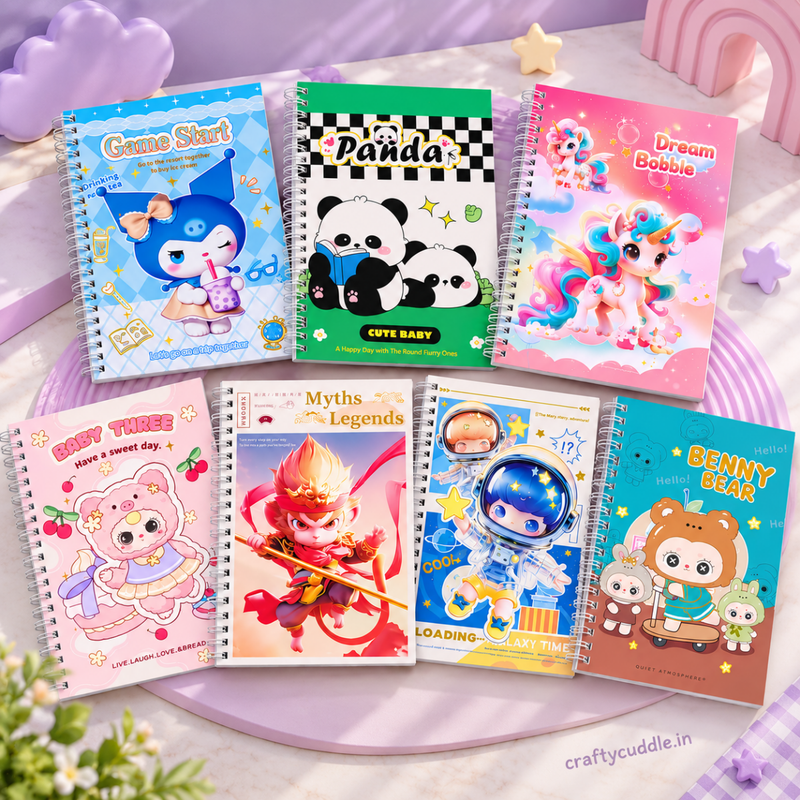 Kawaii Cartoon Spiral Notebook (1Pc)