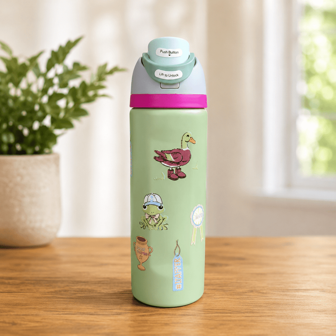 Kawaii Cartoon Stainless Steel Water BottleCartoon Kids Water BottleCrafty CuddleKawaii Cartoon Stainless Steel Water BottleGreen – DuckStainlessSteelBottle WaterBottle 950mlBottle CartoonBottle CuteWaterBottle PushButtonBottle KidsWaterBottle TravelBottle ReusableBottle HydrationBottle