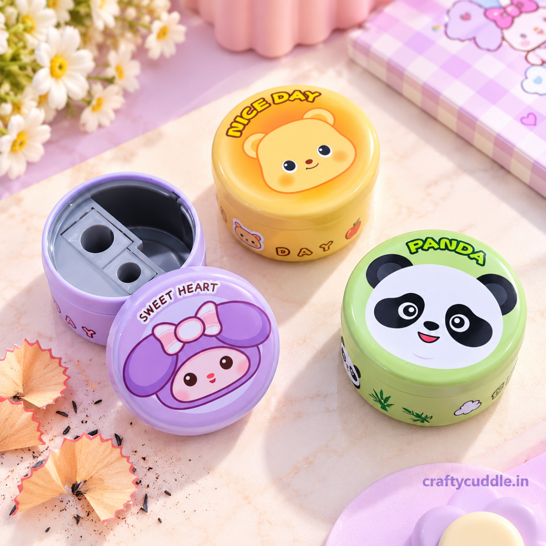 Kawaii Friends Tin SharpenerStationery > Erasers &amp; SharpenersCrafty CuddleKawaii Friends Tin SharpenerRound Big Sharpener (6831-A)