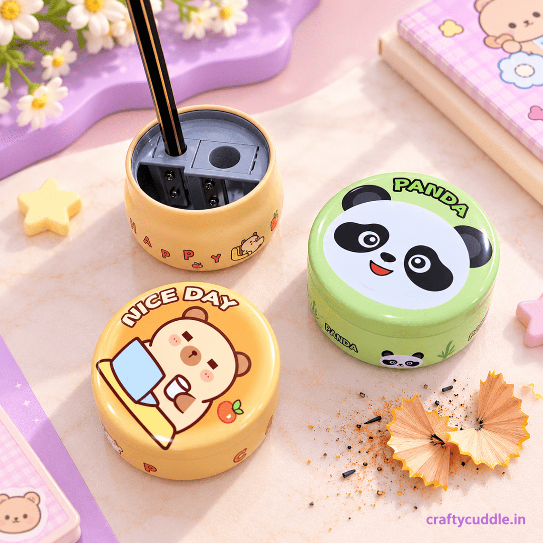 Kawaii Friends Tin SharpenerStationery > Erasers &amp; SharpenersCrafty CuddleKawaii Friends Tin SharpenerRound Big Sharpener (6831-A)