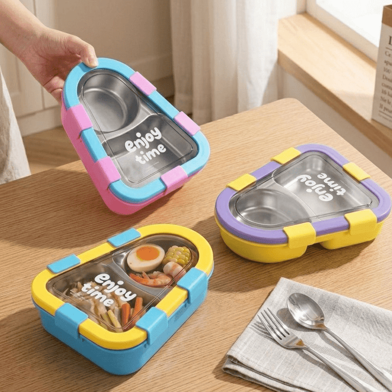 Kids 2 Compartment Lunch Box with Spoon & Fork