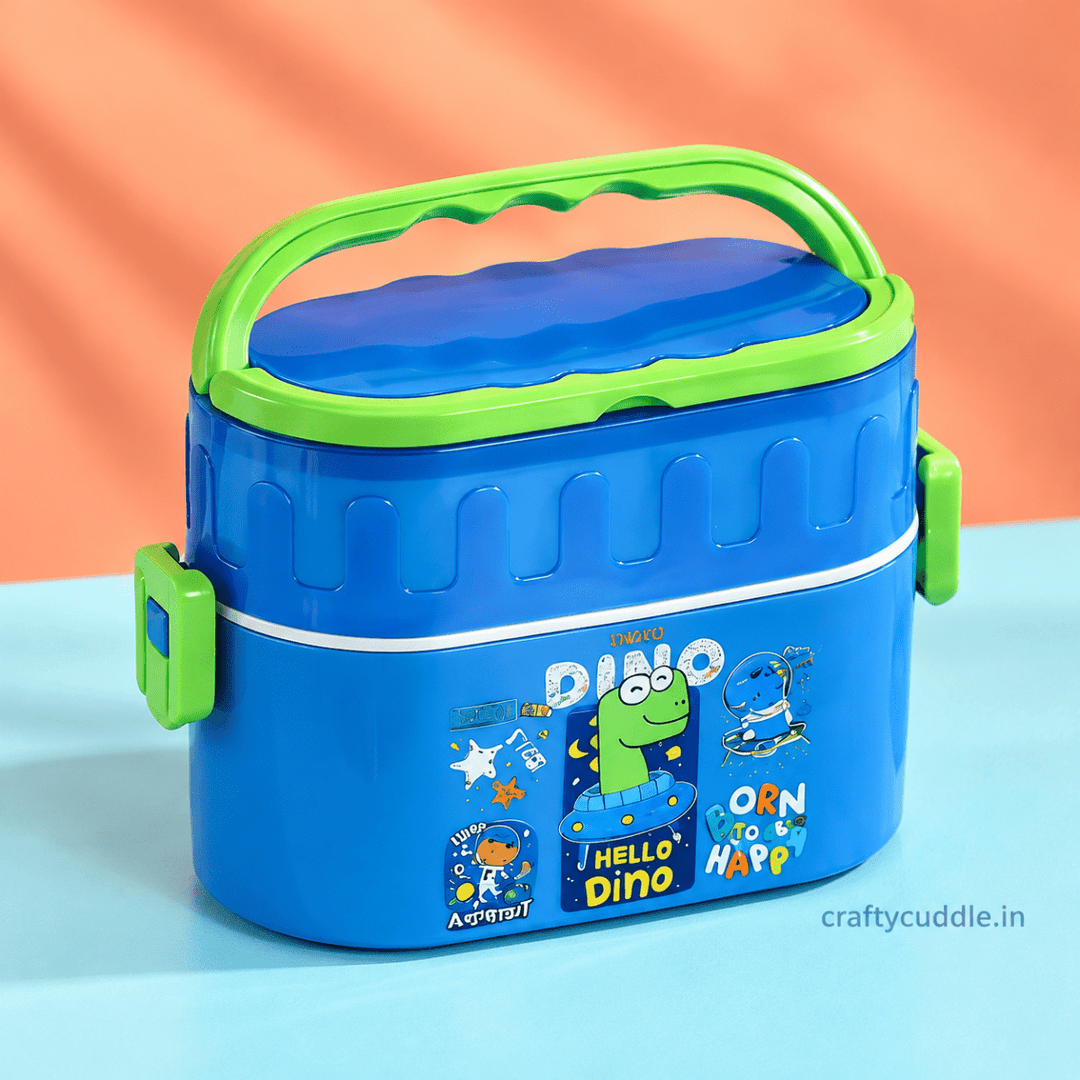 Kids Double Layer Lunch Box with HandleStainless Steel Lunch BoxCrafty CuddleKids Double Layer Lunch Box with HandleBlue