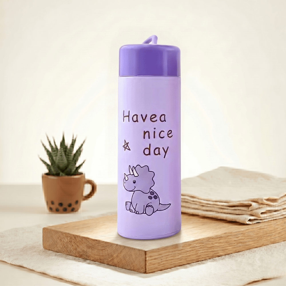 Kids Glass Water BottleCartoon Kids Water BottleCrafty CuddlePurple water bottle with &