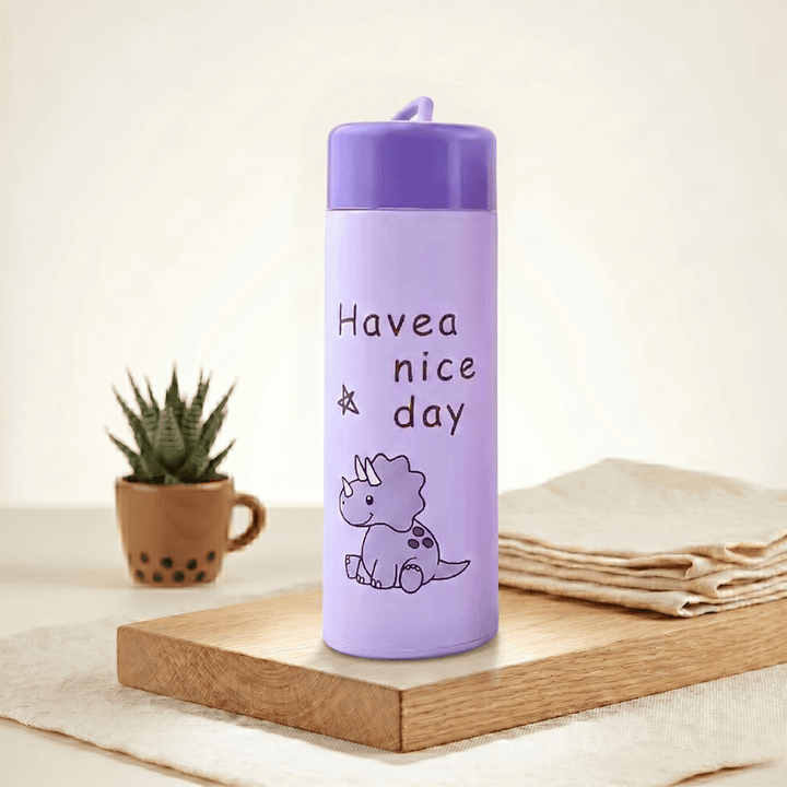 Kids Glass Water BottleCartoon Kids Water BottleCrafty CuddlePurple water bottle with &