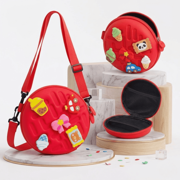 Kids Round Sling BagKids BagsCrafty CuddleKids Round Sling BagBlueKidsSlingBag CuteKidsFashion GirlsCrossbody MiniSlingBag KidsAccessories CartoonBag TrendyForKids BirthdayGiftIdeas ReturnGiftIdeas KidsStyle