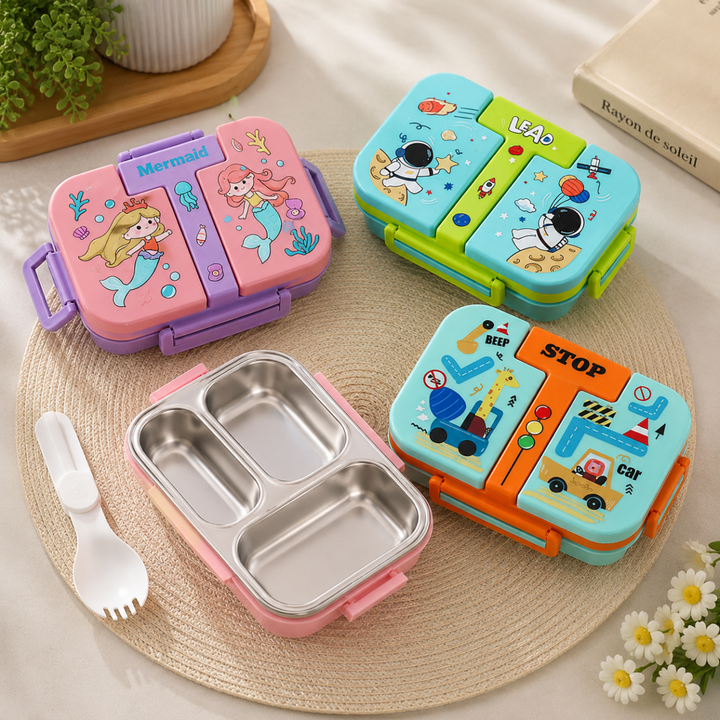 Kids School Meal BoxStainless Steel Lunch BoxCrafty CuddleKids School Meal BoxPink (Mermaid)KidsLunchBox BentoLunchBox SchoolEssentials BackToSchool KidsTiffinBox LunchBoxForKids HealthyLunchIdeas SchoolLunch KidsProducts CraftyCuddleStationeryAddict