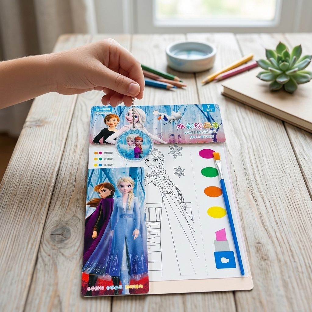 Kids Watercolor Painting Cards SetPainting KitCrafty CuddleColoring book with Frozen characters on a wooden tableKidsArt KidsCrafts ArtAndCraftForKids CreativeLearning PaintingForKids KidsActivity EducationalToys ScreenFreePlay GiftForKids CraftyCuddleStationeryAddict