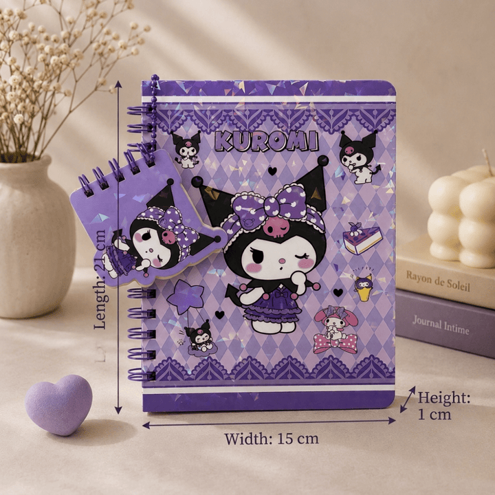 Kuromi Spiral Diary with Mini Keychain NotebookDiaryCrafty CuddlePurple notebook with cartoon character design on a neutral backgroundKawaiiDiary CuteStationery PurpleNotebook AestheticJournal SpiralDiary GirlsStationery CuteNotebook KawaiiNotebook JournalLover SchoolSuppliesStationeryAddict