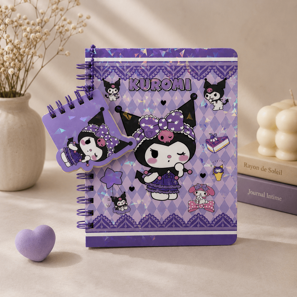 Kuromi Spiral Diary with Mini Keychain NotebookDiaryCrafty CuddlePurple notebook with cartoon character design on a neutral backgroundKawaiiDiary CuteStationery PurpleNotebook AestheticJournal SpiralDiary GirlsStationery CuteNotebook KawaiiNotebook JournalLover SchoolSuppliesStationeryAddict