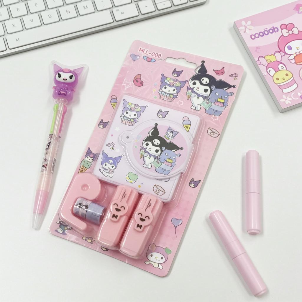 Kuromi Stationery Gift SetStationery SetsCRAFTY CUDDLESet of stationery items with cartoon characters on a white surfaceBackToSchoolCuteStationery