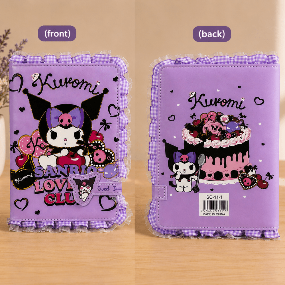 Kuromi Sweet Diary with Magnetic ClosureDiaryCrafty CuddlePurple notebook with cartoon character and &