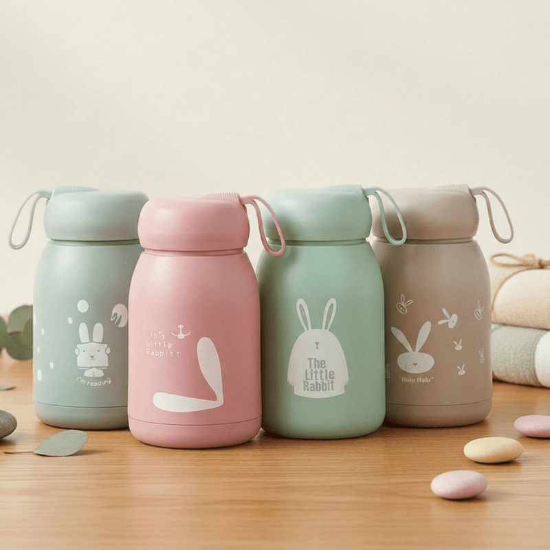 Leak Proof Rabbit Print Glass Bottle