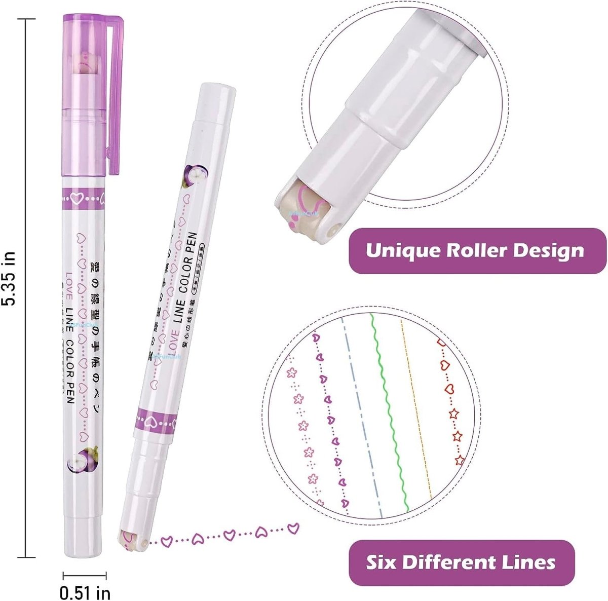 🖋️ Linear Roller Color Pens – Vibrant 6 - Pack!CRAFTY CUDDLE🖋️ Linear Roller Color Pens – Vibrant 6 - Pack!Linear Pen