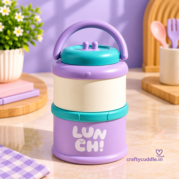 LUNCH! Stainless Steel Stackable Lunch Box with SporkStainless Steel Lunch BoxCrafty CuddleLUNCH! Stainless Steel Stackable Lunch Box with SporkPurple