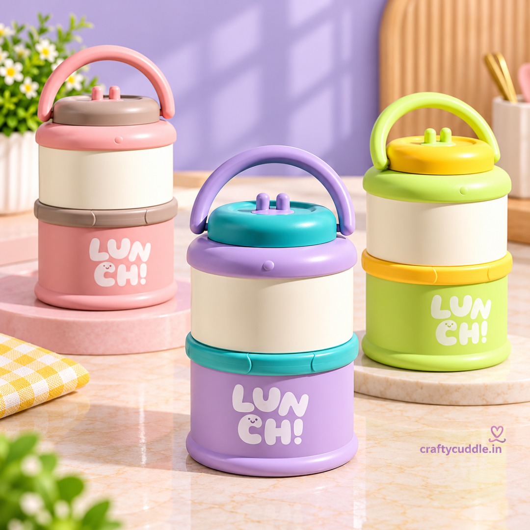 LUNCH! Stainless Steel Stackable Lunch Box with SporkStainless Steel Lunch BoxCrafty CuddleLUNCH! Stainless Steel Stackable Lunch Box with SporkPurple