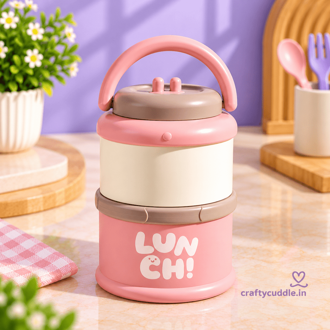 LUNCH! Stainless Steel Stackable Lunch Box with SporkStainless Steel Lunch BoxCrafty CuddleLUNCH! Stainless Steel Stackable Lunch Box with SporkPink