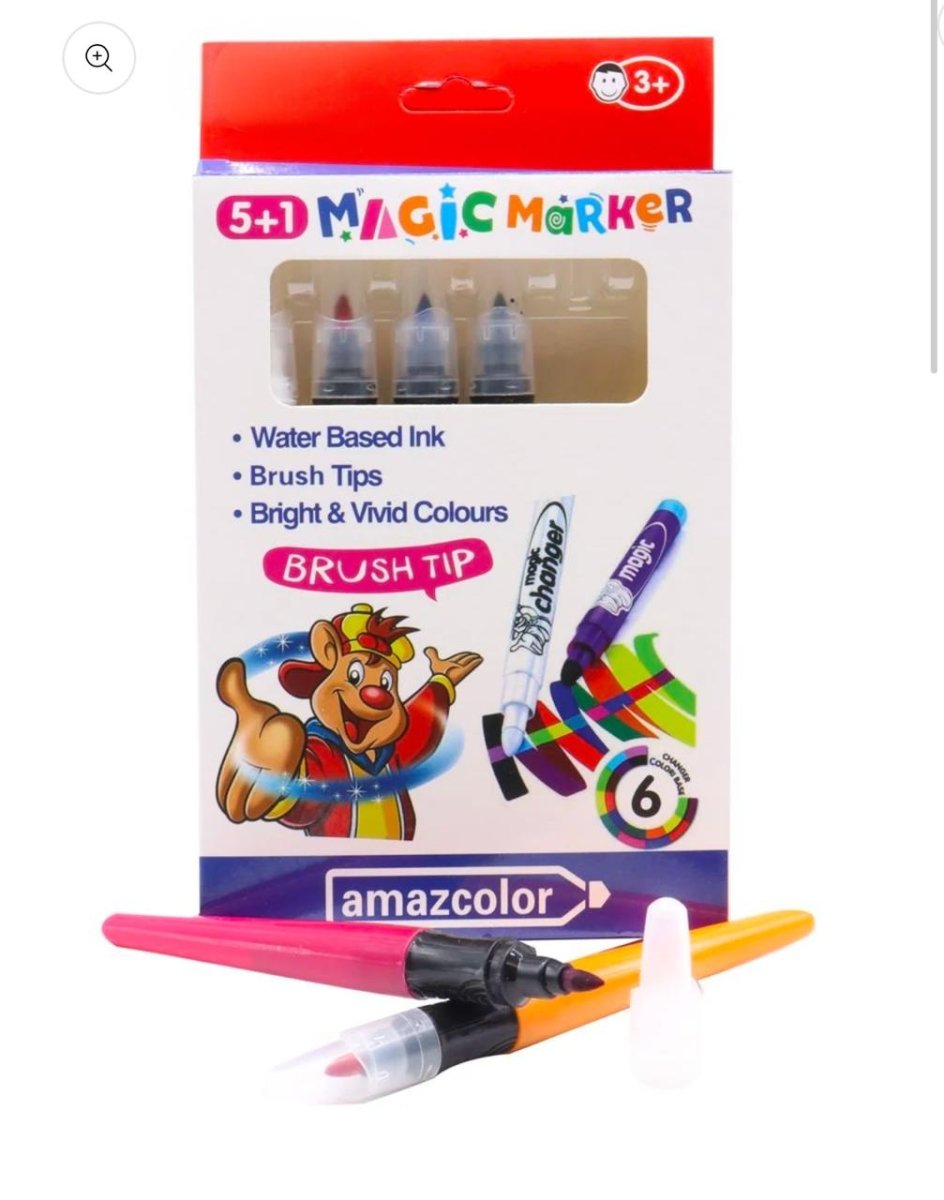 Packet of magic markers in colorful branded packaging